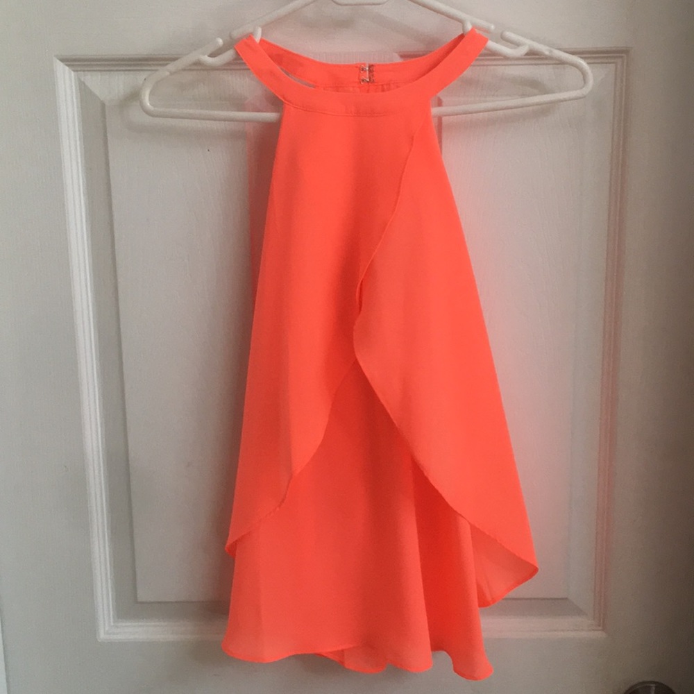 Bright coral flowy and layered tank top- size med
